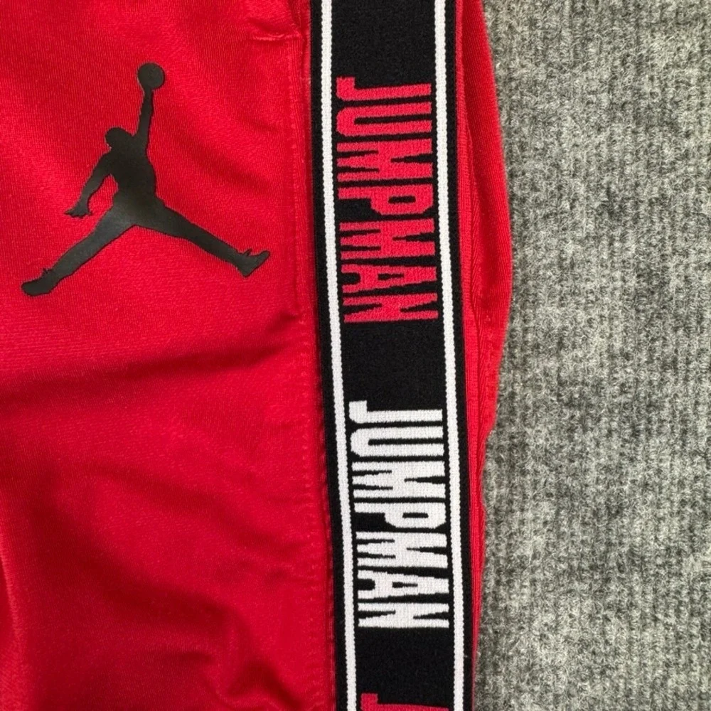 Jordan Jumpman Boys Red Track Pants Joggers Tape Logo M 10-12Y